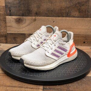 ADIDAS ULTRABOOOST 20 PRIMEKNIT WOMENS ATHLETIC SHOES WHITE PURPLE PINK SIZE 8